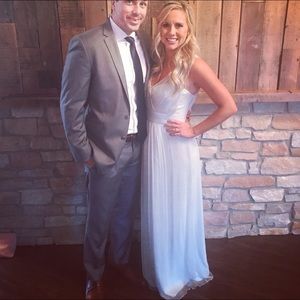 Amsale Ice Blue Chiffon Formal Gown Size 8